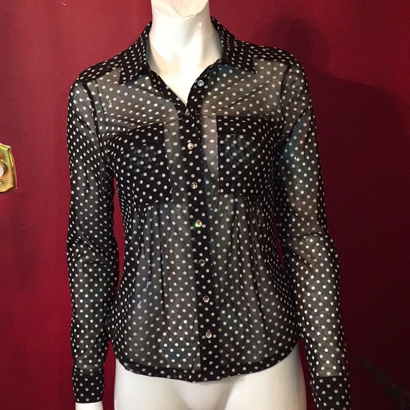 INC PETITE POLKA DOT BLOUSE SIZE MP - Picture 1 of 6